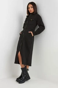 PixieGirl Petite Zip Denim Midi Dress - Picture 1 of 13