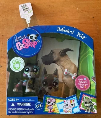 Littlest Pet Shop Great Dane Dog LPS Hasbro Postcard Pets Sealed 1439 Green Eye - Image 1 of 4