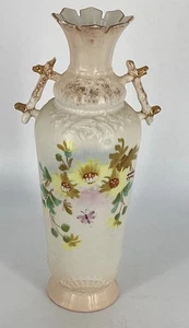 11"" IMPERIAL H.S. JARRÓN DE PORCELANA AUSTRIA flores mariposa pintadas a mano  - Imagen 1 de 13