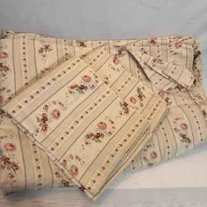 Le Telerie Toscane Queen Plano y 2 Estuches 100% Algodón Rosas Mini Rayas Diseño De Colección - Imagen 1 de 4