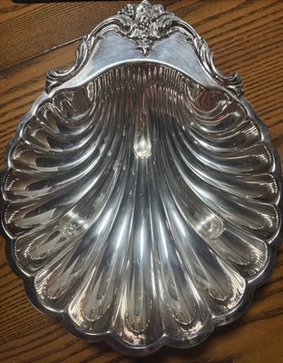 Silver On Copper Baroque Clam Shaped Dish 10” - Image 1 of 4