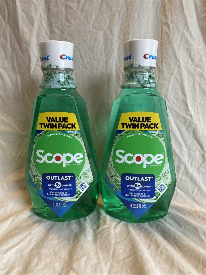 Crest Scope Outlast 1L Pack of 2 Mouthwash