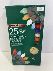 Vintage Christmas Lights Multi Color Indoor/Outdoor C7 Ceramic String Lights - Picture 1 of 5