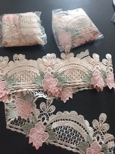 3 Yard Embroidered Silk Trim Lace - Picture 1 of 2