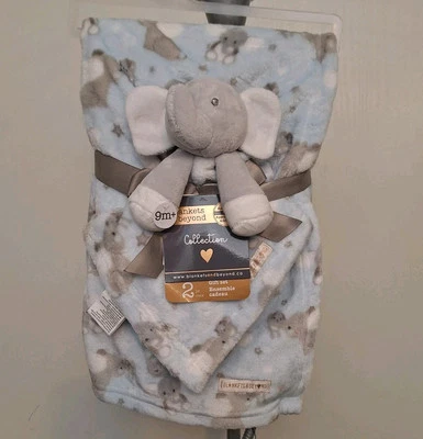 Mantas y más allá 2 piezas suave azul elefante estrella bebé y manta de seguridad Lovey Foto 1 de 4