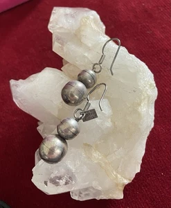 Orecchini vintage fatti a mano argento sterling doppia perla goccia traforati made in Mexico - Foto 1 di 5
