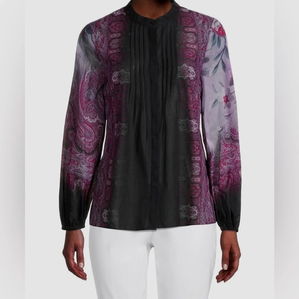 Blusa floral Kobi Halperin Jodie medios mixtos romántica femenina talla XL Foto 1 de 4