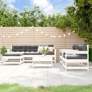Vidaxl Garten Lounge Set Gartenmöbel Sitzgruppe Sofa 7-tlg. Weiß Massivholz vida - Bild 1 von 18