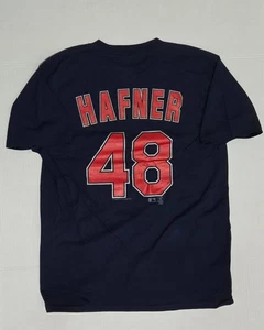 Travis Hafner #48 Cleveland Indians Navy 2 Sided T-Shirt Trikot Gr. L NEU Neu ohne Etikett - Bild 1 von 2