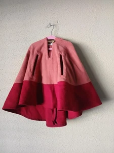 Poncho Anagrassia Capa Niñas Talla Única Rosa Rojo Lana Con Capucha Bloques de Color Hecho en EE. UU. - Imagen 1 de 9