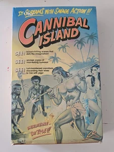 Vintage Cannibal Island VCR Video Big Box VHS Tape Mondo Horror Cult RARE 1980s - Picture 1 of 8