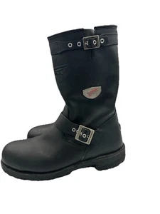 Red Wing Engineer 988 Steel Toe Motorcycle Boots Black Leather Biker Mens 11 D - Picture 1 of 11