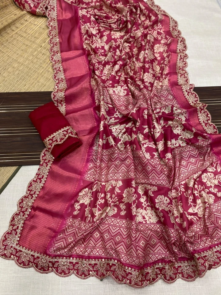 BLUSA SARI NUPCIAL SARI INDIO PAKISTANÍ DISEÑADOR DE BODAS BOLLYWOOD ROPA DE FIESTA Foto 1 de 1