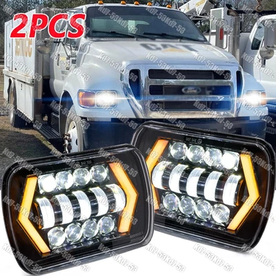 Faros LED cuadrados aptos para camioneta Ford F750 F-750 Super Duty 2000-2015 2 piezas 7x6" Foto 1 de 4