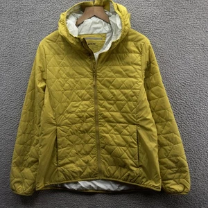 Prana Jacke Damen groß gelb Kapuze gesteppt PrimaLoft Puffer Mantel Outdoor - Bild 1 von 8