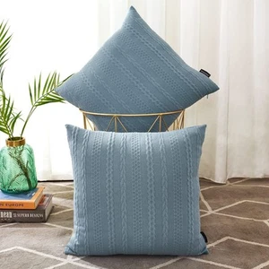 Pack of 2 Decorative Throw Pillow Covers, Ultra Soft Modern Braid Patterned S... - Picture 1 of 7