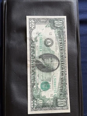 1977 Rare Misprint Ten Dollar Bill , Five Errors,fold,doubling & More - Image 1 of 2