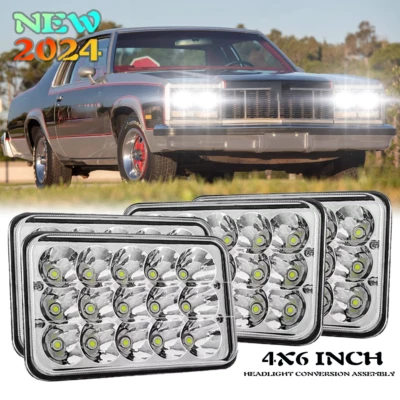 Faros LED de haz alto/bajo de 4x6 pulgadas 4 piezas para Chevy Oldsmobile Delta 88 1977-1991 Foto 1 de 4