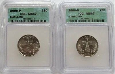 2000 P & D Maryland State Quarters MS 67 ICG Certified  - Image 1 of 2