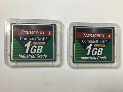 New Original Transcend CompactFlash CF200I 1GB Industrial Grade 2x pcs CF Card - Image 1 of 4