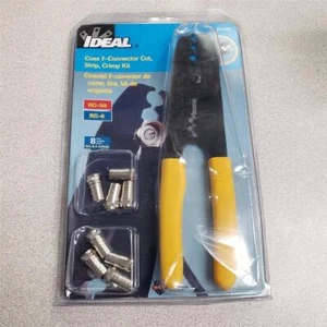 = Ideal 30-433F Coax F-Connector Cut Strip Crimp Kit RG-59 RG-6 New - Picture 1 of 3