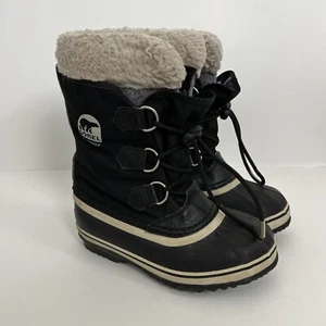 Sorel Kinder Gr. 2 Stiefel Pac Nylon schwarz wasserdicht kaltes Wetter Winter Schneestiefel - Bild 1 von 9