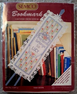 SEMCO COUNTED CROSS STITCH BOOKMARK KIT - This book belongs to .... - NEW - Picture 1 of 1