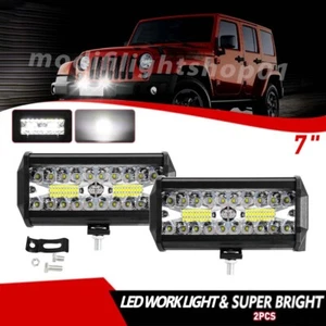 Pair 7"inch LED Work Light Bar 200W Driving Fog Lamp Spot Flood Combo Offroad - Picture 1 of 11