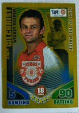 INDIA DLF IPL TOPPS 2011 CRICKET ATTAX CARD ADAM GILCHRIST GOLD  1st EDI.