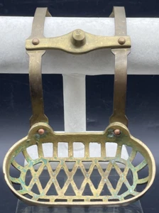 Antique Brass Soap Dish Claw Foot Tub Rim Mount Over Edge Hanging Vintage - Picture 1 of 21