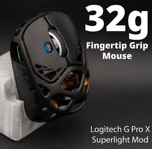 Gaming Mouse Wireless Logitech Superlight Mod Fingertip Grip 32g G Pro X Custom - Picture 1 of 9