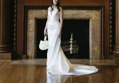 Vestido de novia Lázaro marfil seda satinado estilo 32310 Foto 1 de 4