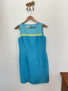 Talbots Vintage Color Striped 100% Silk Sleeveless Shift Dress 6 Petite 1960 Mod - Picture 1 of 11