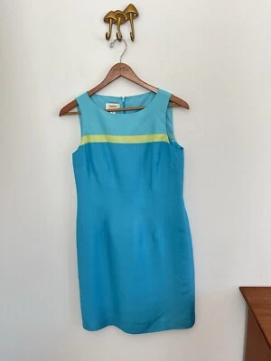 Vestido recto Talbots Vintage Color Rayas 100% Seda Sin Mangas 6 Pequeño 1960 Mod Foto 1 de 4