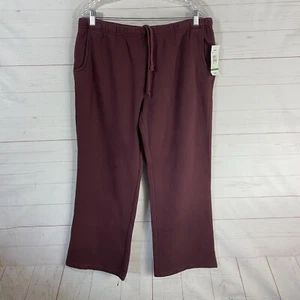 Cabela's Womens Pull On Sweatpants Size L Burgundy 100% Cotton Wide Straight Leg - Picture 1 of 7