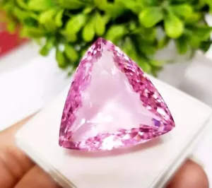 Certified 100 Ct Trillion Cut Brazilian Natural Pink Color Topaz Loose Gemstone - Picture 1 of 6