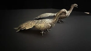 Pair of 915 Silver Pheasants by Ercuis. Spain. Hand Chased. Early 20th Century - Picture 1 of 24