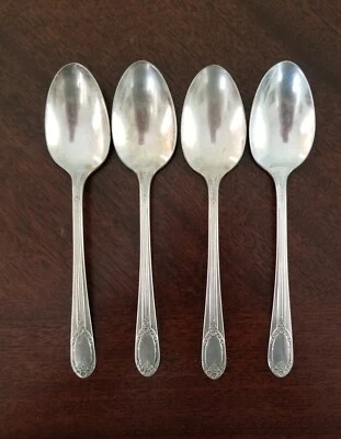 Lot of 4  Rogers XII Overlaid Silverplate "Garland-Rapture" Teaspoons 6" - Image 1 of 4