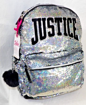Justice• 2 Piece• Backpack Set• Silver To Black Metallic Sequin• New!!