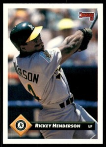 1993 Donruss Baseball Card Rickey Henderson Oakland Athletics #315