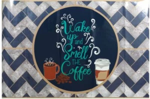 KITCHEN STOVE BACKSPLASH STICKER/WALL DECALl(30"x18")WAKE&SMELL THE COFFEE,GR - Picture 1 of 6