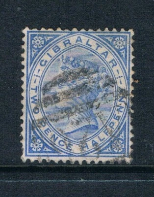 Gibraltar 1886-87 - 21/2d Azul - Wmrkd Crown CA - Perf 14 - SC 14 [SG 11] USADO A7 Foto 1 de 2