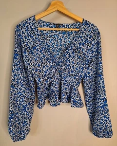 NWOT EXPRESS Leopard Print Twist Front Tiered Ruffle Peplum Top Size XS - Picture 1 of 9