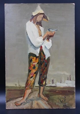 "L'oiseau blessé" Arlequin debout par Gilberte Schmitt - Photo 1/4