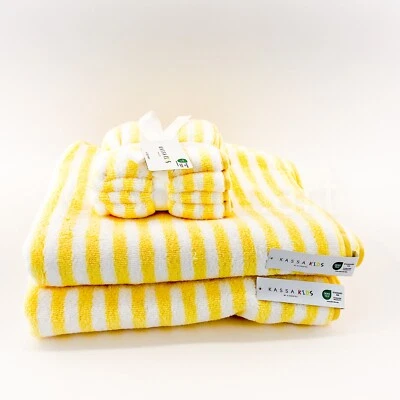 Kassa Kids Kassatex 100% 棉 2 浴 4 洗衣服 6 件套黄色肩带 — 第 1/4 张图片