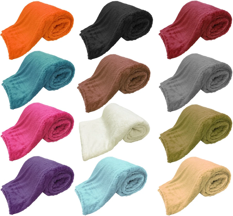 Teddy Throw große weiche warme kuschelige doppelte Kingsize-Bettsofa Vliesdecke - Bild 1 von 1