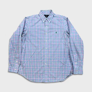 Polo Ralph Lauren Hemd Herren Large Blau Pony Kariert Freizeit Preppy Langarm - Bild 1 von 8