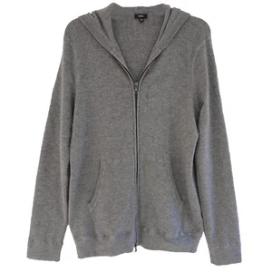Vince., Size L Gray Wool Cashmere Long Sleeve Zip Honeycomb Knit Hoodie Cardigan - Picture 1 of 6