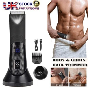 Men's Pubic Hair Trimmer Electric Groin Body Hair Shaver for Balls Body Hair UK* - Picture 1 of 11