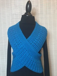 New Handmade Crochet Vest ~ “Willow Wrap”~ Turquoise ~ Women’s XS(34”) ~ GIFT - Picture 1 of 3